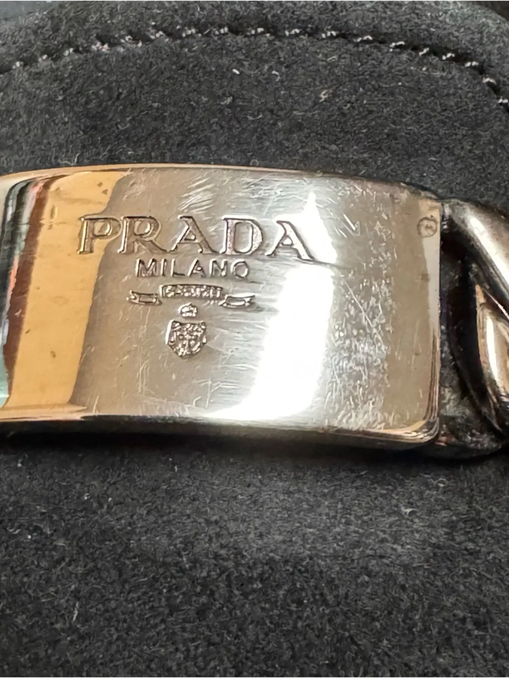 Prada Black Suede Leather Loafer Flats Size 37 US 7 Silver Hardware - Picture 10 of 16